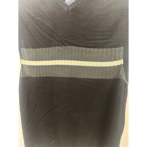 OP Ocean Pacific Mens V-Neck Sleeveless Sweater Vest Black Gray Cream Cotton - Picture 2 of 6